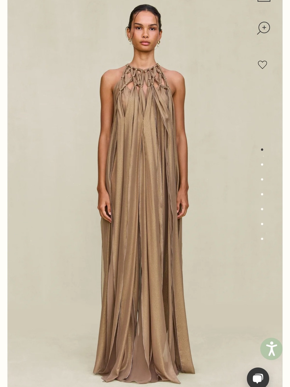 Cult Gaia Gold Aditi Elegant Taupe Halter Maxi Silk Gown new with tags